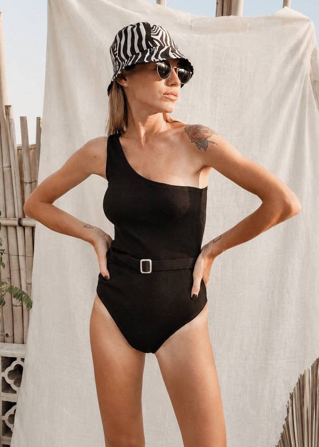 Galia Bodysuit One Shoulder | Black