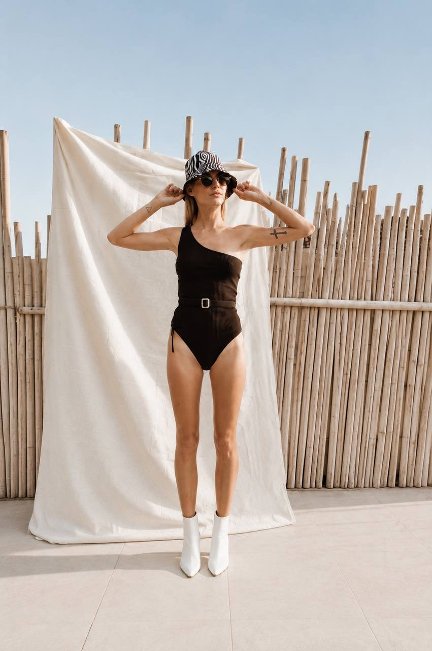 Galia Bodysuit One Shoulder | Black