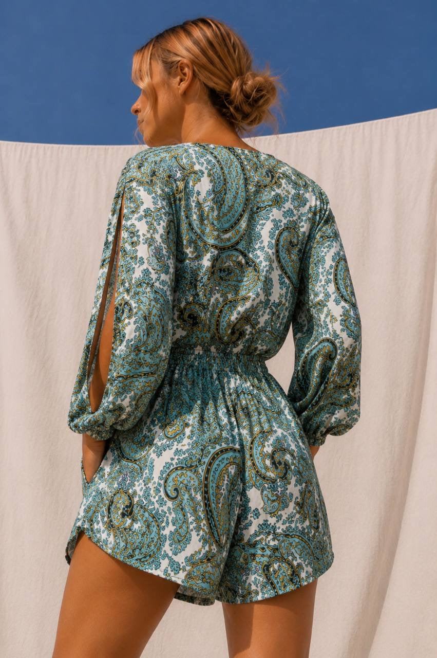 Swan Romper | Turquoise