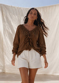 Ruffle Blouse | Brown Olive