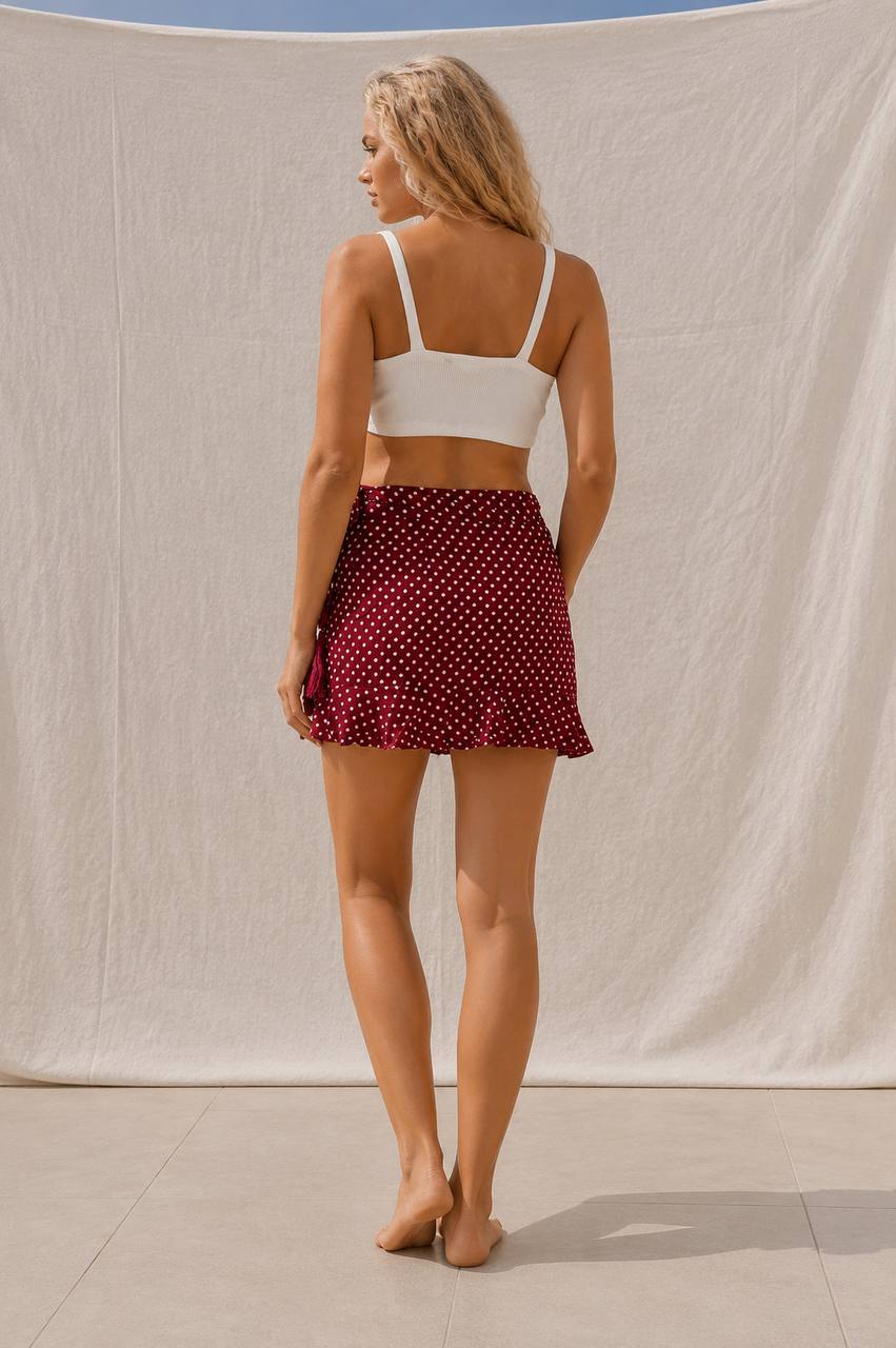 Mimi Wrap Skirt | Red Polka Dot