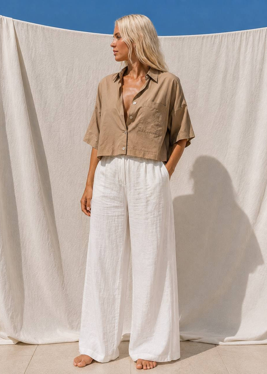 Crop Shirt | Beige