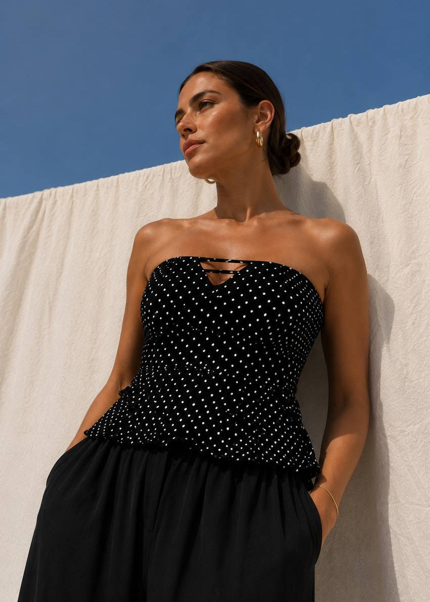 Peplum Tube Top | Black